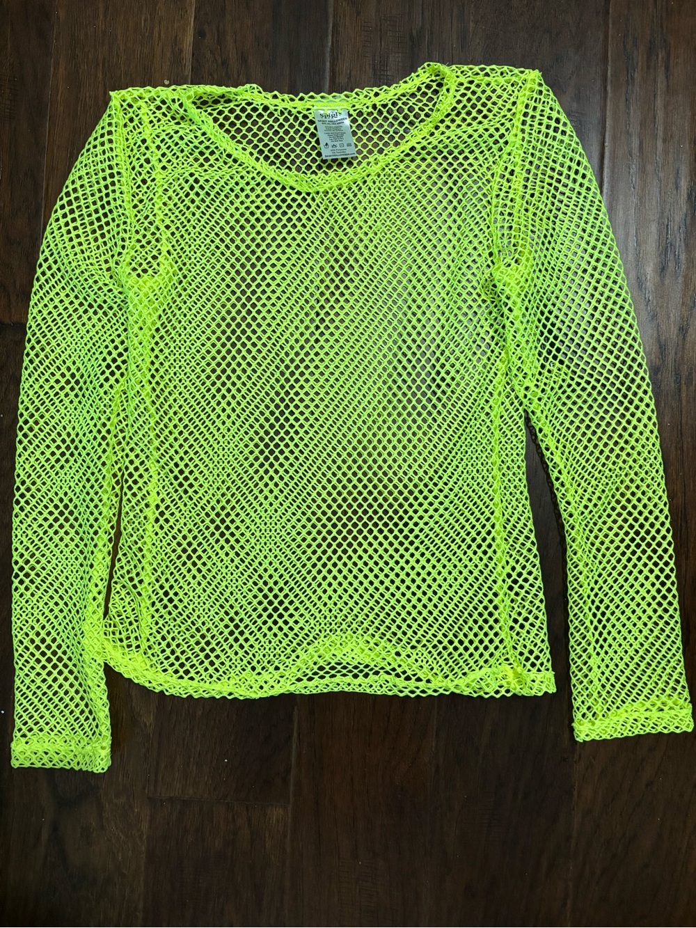 NWT: Spirit Neon Green Fishnet Long Sleeve Top